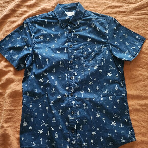 Taylor Stitch Short Sleeve Jack Shirt sz 40(M) in Navy Aloha Print - Picture 1 of 7
